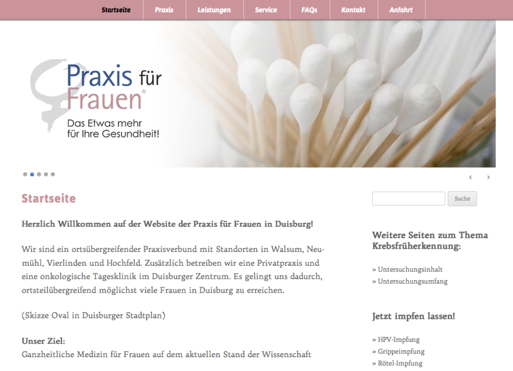Neue Webseite für die Praxis für Frauen in Duisburg